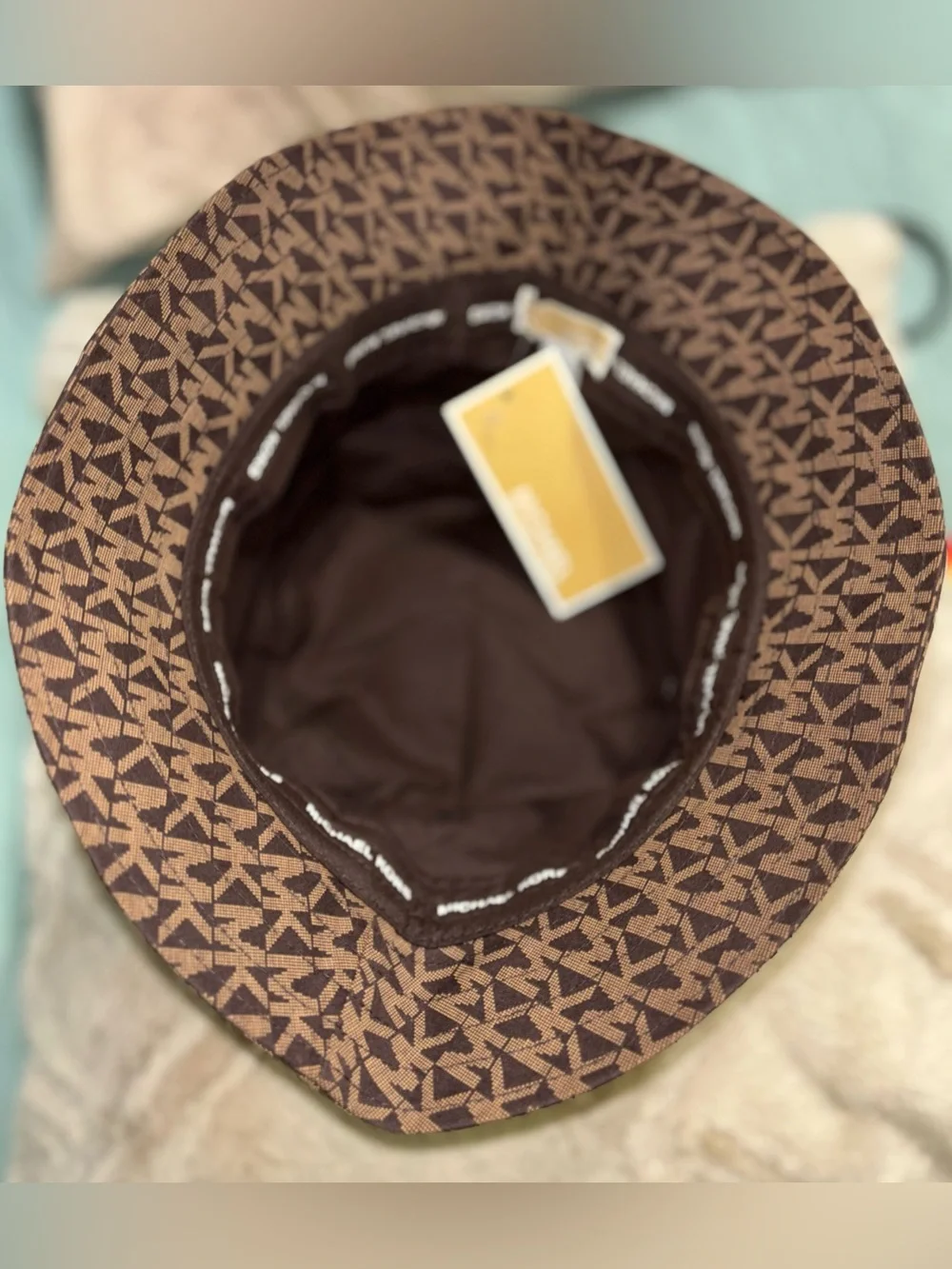 Michael Kors Dark Brown & Tan MK Logo Bucket Hat - Picture 3 of 3